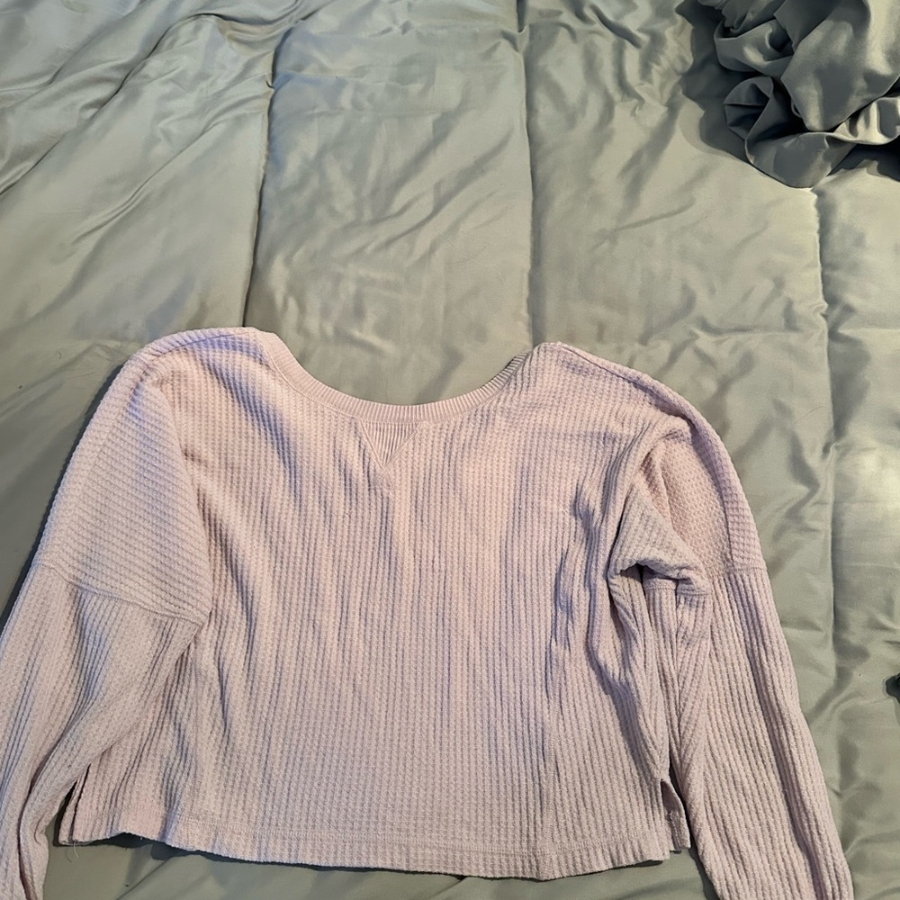 Aeropostale Pink Ribbed Crop Blouse